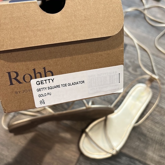 Gold Gladiator Lace Up Sandals (Vegan Leather) - Picture 8 of 9